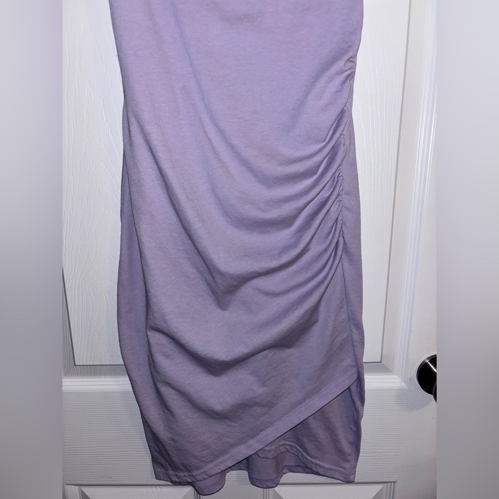 Leith Lavender Ruched Midi Dress Size Small - Picture 3 of 6